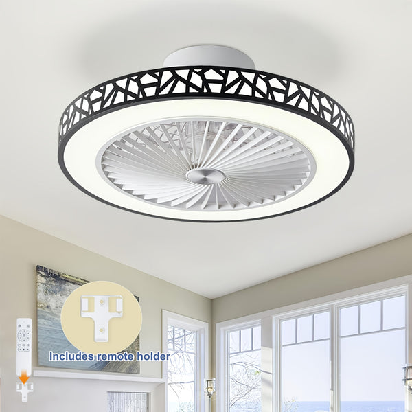 Ceiling Fans with Lights, 19-Inch Low Profile Flush Mount Ceiling Fan Light Fixture 6 Wind Speeds 40W LED Reversible Ceiling Fan with Lights And Remote for Bedroom, Kids Room And Living Room