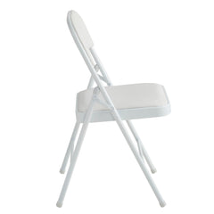 Set of 2 Folding Chairs, Faux Leather Foldable Chairs with Metal Frame and Padded Seat, Easy to Fold and Store for Home, Office, Dining and Reception