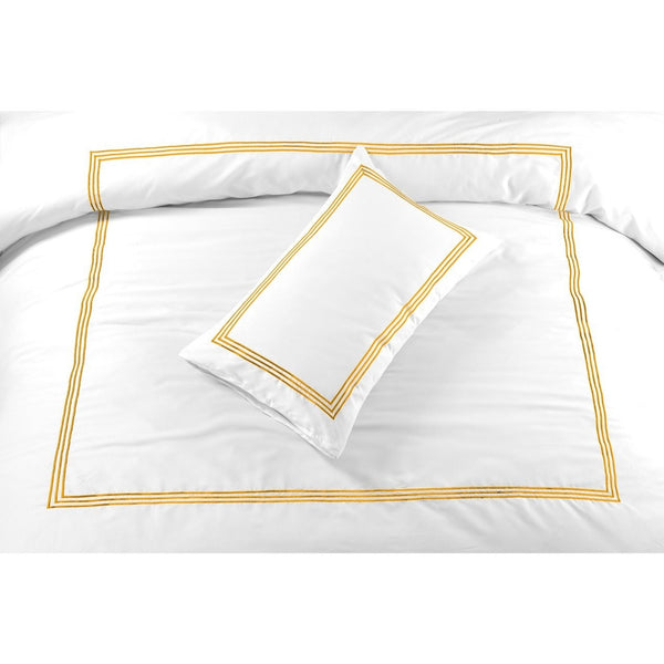 Embroided Baratta Stitch Duvet Cover Set with Matching Pillowcases - Ultra-soft Brushed Microfibre – Chic & Modern Design – Easy Care & Machine Washable