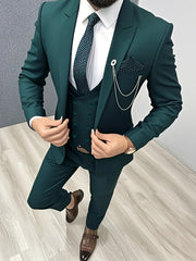 Fashion Men's Leisure Boutique Slim Fit Light Business Suit Set, Wedding Ball Dress Jacket + Vest + Pants 3pcs Suit.