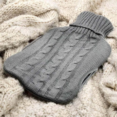 2L Hot Water Bottle with Built in Pockets & Knitted Cover Bag - Natural Rubber, Hot Water Bag for Hot and Cold Compress, Neck and Shoulder Pain – Hand Feet Warmer