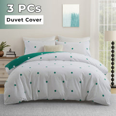 3pcs Reversible Polka Dot Duvet Cover Set – Hotel Quality, Soft & Breathable Microfiber, with Pillowcases, Button Closure, Machine Washable, Wrinkle Free & Durable