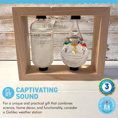 GALILEO WEATHER STATION | Glass thermometer | Weather forecaster | Weather gift | Glass Galileo with storm glass | Weather thermometer | 14cm (H) x 17cm (W) x 5cm (D)