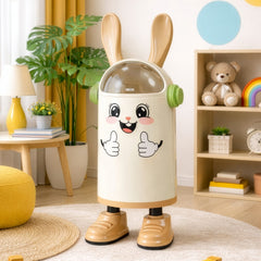 Cute Rabbit Creative Trash Can with Lid, Odor-Sealed Small Garbage Bin for Kitchen, Bathroom, Living Room, Bedroom & Office, Compact Space-Saving Design (Pink)