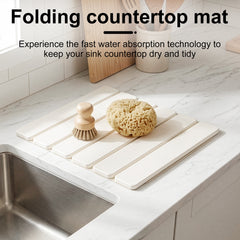 Stone Kitchen Countertop Drain Mat, Foldable Diatomaceous Earth Dish Drain Mat, Suitable for Bowls, Plates, And Cups, 40 X 30 Cm