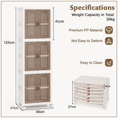 GOFLAME 6-Cube Stackable Storage Bins 115L Shoes Boxes w/ Doors-White