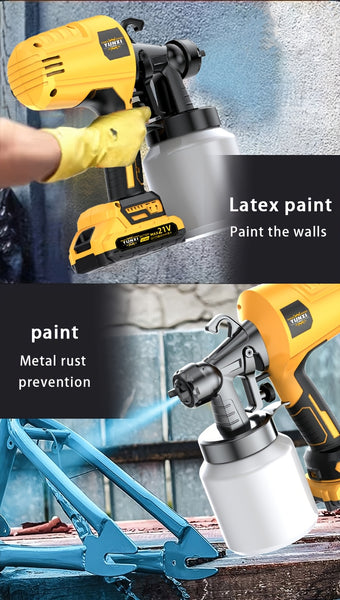 High Pressure and Low Flow HVLP Spray Gun, Suitable for Indoor and Outdoor Walls, Wood, Fences, Decks, Furniture - Including Adjustable Spray Mode and Ergonomic Design, Simple, Portable and Wireless, Suitable for Family Christmas Gifts.