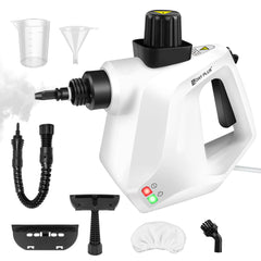 Steam Cleaner Handheld, Steamer for Cleaning, 2.5m Power Cord, Steam Gun, Multi-Purpose Steamer with 7 Accessory Kit for Sofa, Kitchen, Tile, Curtains, Carpets, Window (White)