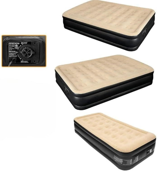 Trendi DELUXE INFLATABLE HIGH RAISED SINGLE AND DOUBLE AIR BED MATTRESS AIRBED W BUILT IN ELECTRIC PUMP
