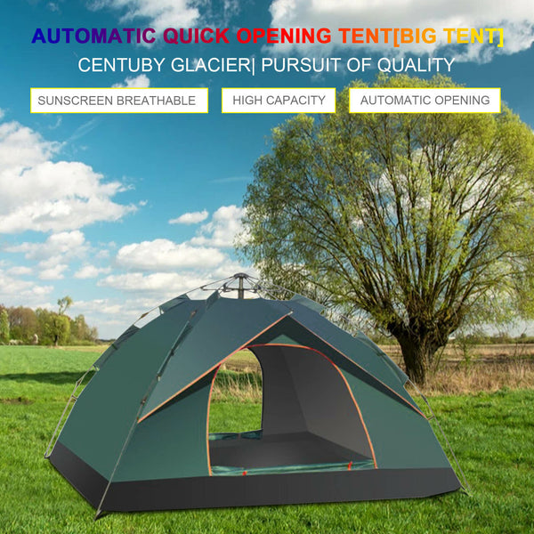 2-3 Persons Instant Auto Pop Up Large Camping Tent Outdoor Shelter Divided Curtain for Separated Room, Portable with carrying Bag, for All Seasons