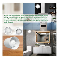 100mm In-Line Extractor Fan – Quiet Bathroom Ventilation Fan for Ducting – High Airflow 100 m³/h – IPX2 Rated ABS Housing – Ideal for Toilet, Kitchen, Home, Office & Commercial Use. Set by MYPURECORE