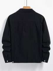 Spring and Autumn Hot Men's Denim Jacket for Teens, High-End Long Sleeve Turn- Collar Casual Coat