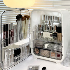 Multi-Function Make Up Case with Transparent Drawers, Plastic Jewelry Box, White Drawer-style Storage Box for Office, Bathroom, Dressing Table, Bedroom, Living Room, Desk, 25.5*20*36cm