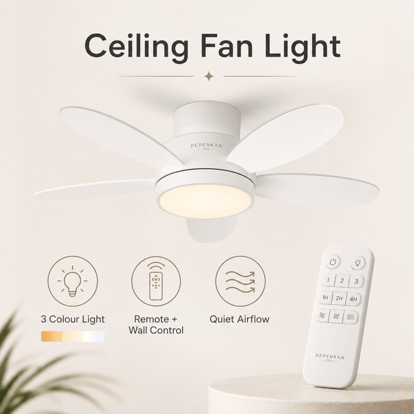 LED Ceiling Fan Light Remote Control 5 Blade Quiet Dimmable Modern Ceiling Fan for Bedroom Living Room
