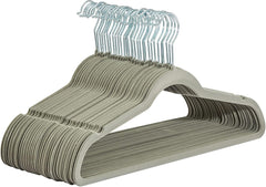 Amazon Basics Slim Velvet Non-Slip Suit Hangers - 30-Pack, Black/Silver