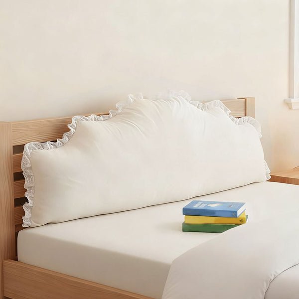 Nordic Princess-style Bedside Cushion Pillow | Soft Padded, Tatami Waist-support, Green/White, Polyester, 180*20*75cm, Zipper Closure, Hand Wash Only
