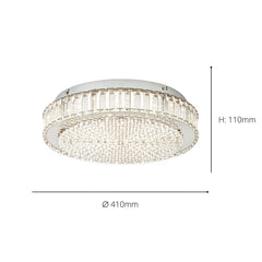 Eglo Balparda Ceiling Light 410Mm in Crystal Chrome