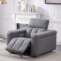 Dallas Grey Leather Power Recliner Armchair