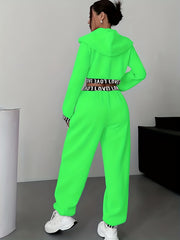 Women'S Autumn And Winter Fashion Two-Piece Set, Featuring a Loose Zip-Up Hoodie And Matching Sweatpants
