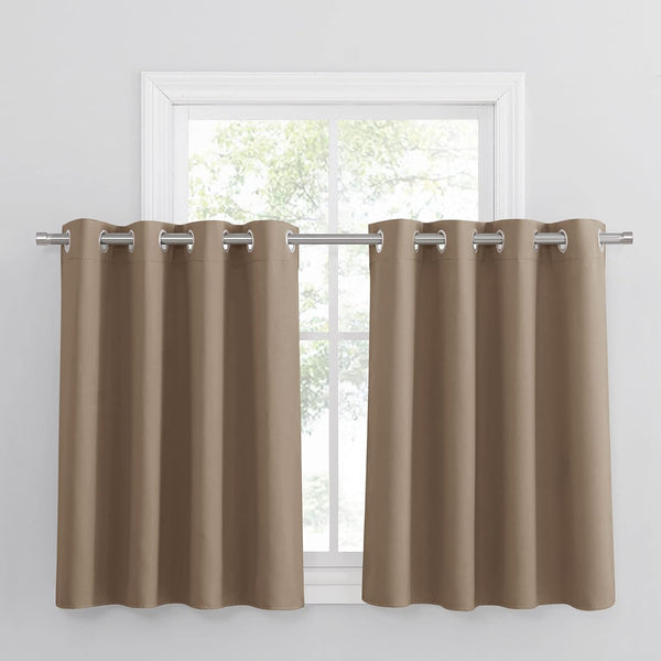PONY DANCE Grey Blackout Thermal Insulated Curtains for Bedroom, 46 X 54 Inch Short Eyelet Curtains & Drapes, Soft Black Out 2 Panels for Window Living Room/Kitchen