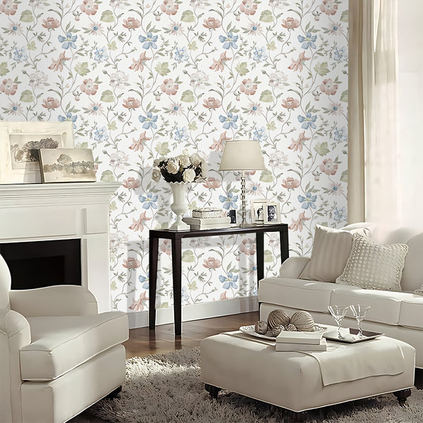 Self-Adhesive Flowers Wallpaper - Pink Boho Self-Adhesive Removable Wall Stickers, Waterproof PVC Contact Paper for Living Room, Cabinets, Bedroom, Kitchen Furniture Refurbishment Wallpaper | Easy Home Decor (59.99cm X 3.02meter) Rentals Friendly