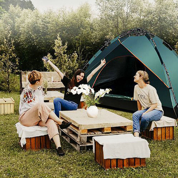 2-3 Persons Instant Auto Pop Up Large Camping Tent Outdoor Shelter Divided Curtain for Separated Room, Portable with carrying Bag, for All Seasons