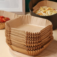 100pcs Non-Stick Air Fryer Liners - Premium Paper Single Sheets with Ridged Edges for Secure Cooking, Easy Cleanup & Healthy Cooking