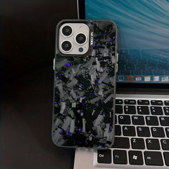 Phone Case: Purple Carbon Fiber Matte Back Cover, Compatible with iPhone 17, 16, 15, 14, 13, 12, 11, Pro, Max, Air, Shockproof Design.