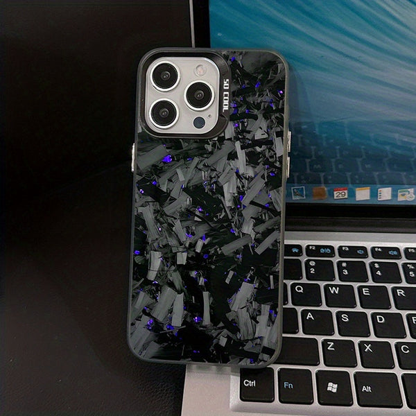 Phone Case: Purple Carbon Fiber Matte Back Cover, Compatible with iPhone 17, 16, 15, 14, 13, 12, 11, Pro, Max, Air, Shockproof Design.