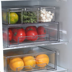 Stackable Refrigerator Organizer Bins with Lids, Stackable and Pull-out Plastic Refrigerator Storage Box, Kitchen Supplies Storage Box Set of 7