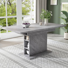 Extendable dining table, dining table with storage, rectangular dining table, coffee leisure table, modern simple iron dining table, space-saving multifunctional dining table, grey