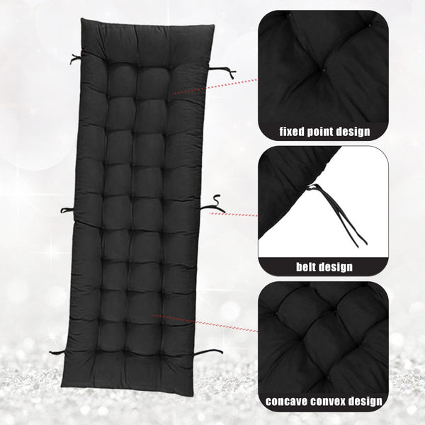 Garden Bench Cushion Chair Cushion, Sun Lounger Cushion Pads 160*50*8cm Thick Garden Recliner Chair Replacement Anti-Slip Cushion Sunbed Cushion 2 3 Seater Seat Pad for Porch Swing Patio Lawn Various Colour Options