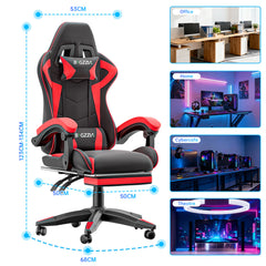 GartistGo Gaming Chair With footrest,Computer Chairs with Lumbar Cushion + Headrest, Height-Adjustable Office Chair for Adults, Girls, Boys