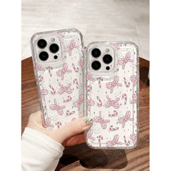 Phone case: 1 Christmas Candy Cane& Bow Transparent Full Coverage Anti-Slip Phone Case Compatible with iPhone 11, 12, XR, 13, 13 Pro, 13 Pro Max, 14, 14 Pro, 14 Pro Max, 15, 15 Pro, 15 Plus, 15 Pro Max, 16, 16 Pro, 16 Plus, 16 Pro Max, 17.