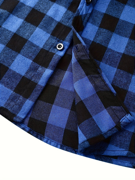 2pcs Men's New York Fashion Trendy Plaid Shirt Hoodie, Plaid Pullover Sweatshirt Flannel Hoodie