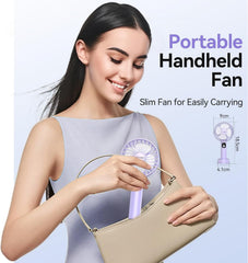 TECKNET Handheld Fan, Portable USB Hand Held Fan Rechargeable with LED Display, Mini Hand Fan 3 Speed Battery Operated Detachable Base Cooling Desk Fans Handheld for Home Office Bedroom Outdoor