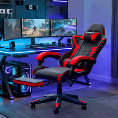 GartistGo Gaming Chair With footrest,Computer Chairs with Lumbar Cushion + Headrest, Height-Adjustable Office Chair for Adults, Girls, Boys