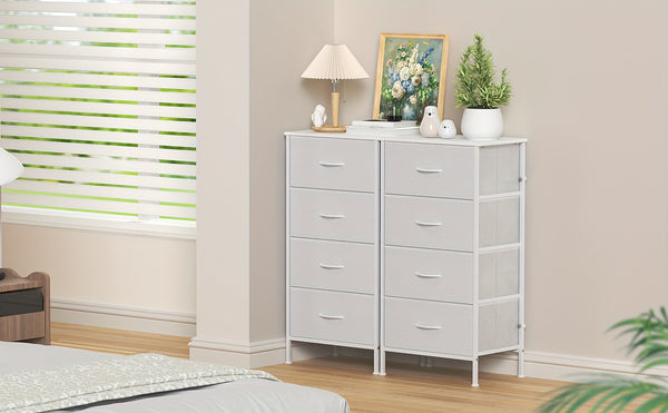 4-Drawer Chest Of Drawers with Metal Frame & MDF Wooden Top, Adjustable Feet, Anti-Tip Safety, Spacious Storage Unit for Bedroom Or Living Room (45x30x91cm/ 17.7x11.8x35.8inch)