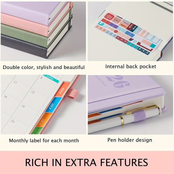 2026 Diary, A5 Diary Planner Daily and Monthly, Diary Page a Day Form January 2026 to December 2026, with Monthly Tabs | 4 Planning Stickers | Inner Pocket, 21.5 X 14.5cm