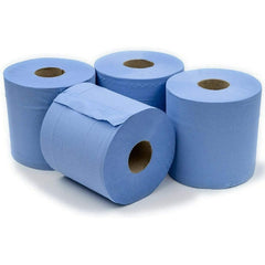 6pcs Blue Rolls 2 Ply 100m, Centrefeed Blue Roll, Strong & Absorbent Blue Kitchen Rolls, Embossed Paper Towels, Multi Fold Double Layer Tissue Roll, Household Cleaning Blue Rolls, Perfect for Commercial, Kitchen Use & Cleaning Toilets