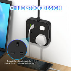 6-in-1 Power Socket Surge Protector, Power Socket/power Board/power Strip, Small Night Light, 3250W, 13A, 1.8M Power Cord, Portable Power Socket, 2 AC Power Sockets, 4 USB Ports, Suitable For Home, Kitchen, Office Or Hotel Use