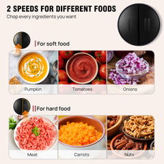 300W 2L Meat Grinder Electric Multifunctional Food Mini Chopper Processors & Chopper with 2L Glass Container, 2 Speed Settings, One Touch Operation, Easy to Clean, Silent Design, Dishwashable Electric Chopper for Chopping Meat, Fruit, Vegetable, Nuts, Car