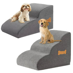 2-Step or 3-Step Dog Stairs with Removable Cover - Portable Pet Ladder Ramp Suitable for Small/Medium/Large Dogs & Puppies, Non-Slip Steps, Machine Washable, Bed/Sofa Ladder for or Pets