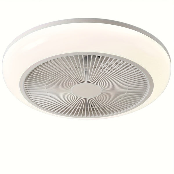 1pc Ceiling Fans with Lights, LED Fan Light Kit, Low Profile Ceiling Fans, Bladeless Ceiling Fan Remote Control Enclosed Flush Mount Ceiling Fan with Timming, 3000-6000K for Living Room, Bedroom, Attic, Kitchen, Laundry Room, Dining Room