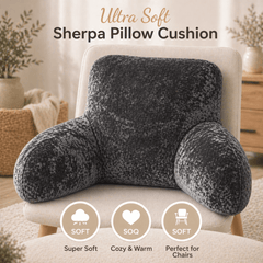 Teddy Fleece Reading Pillow with Arms Soft Backrest Support Cushion 65x40cm for Bed and Sofa in 4 Colours