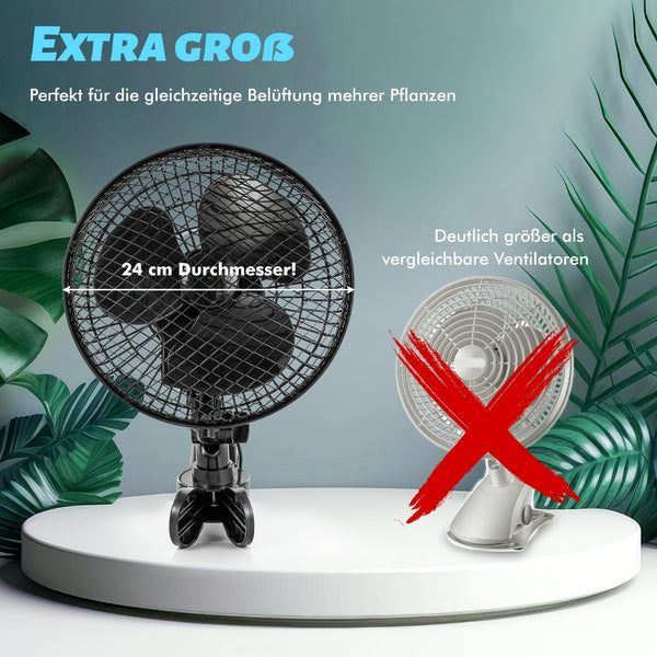 Clip-On Fan Designed for Side Rails in Grow Rooms, Ideal for Indoor Use, Homes, Warehouses, Greenhouses, And Basements, in Black Color