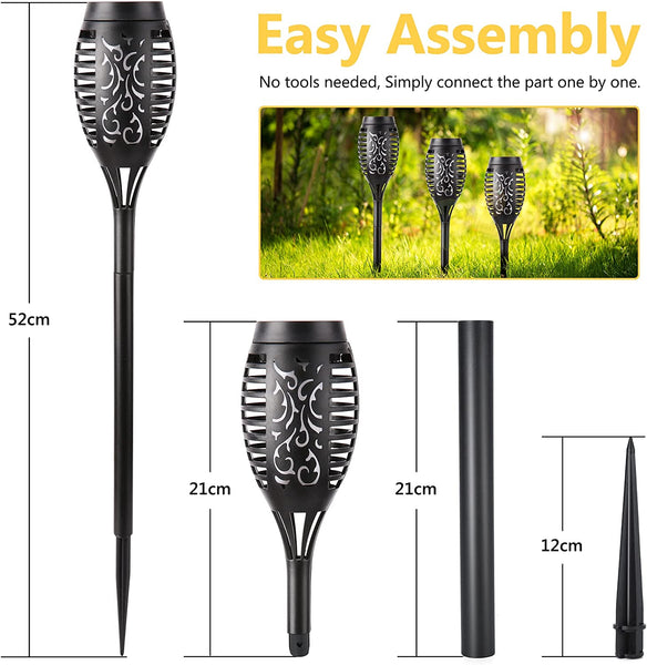 Geemoo 6 Pack Solar Flickering Dancing Flame Lights Waterproof Solar Torch Lights for Outdoor Garden Patio Pathway Yard Driveway Halloween Decorative