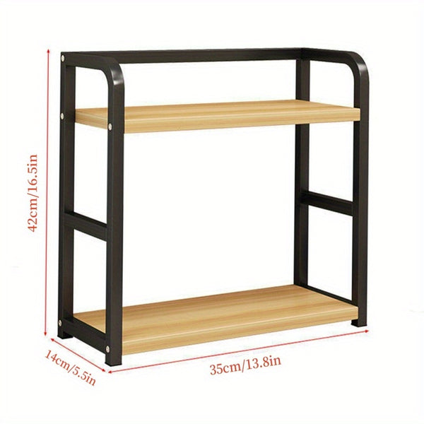 Two-Tier Dish Drying Rack for The Kitchen, Spice Organizer with Hooks And Adjustable Shelf, Freestanding Kitchen Storage Unit for Dishes, Cups, And Cutting Boards
