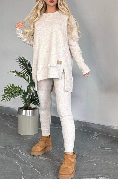 Casual fashion sets - fleece two-piece set, long-sleeved top and pants, available in various colors, casual suits, trendy fashion, suitable for wearing at home in autumn and winter, Women's long pants set, home clothing, autumn fashion, unique two-pi