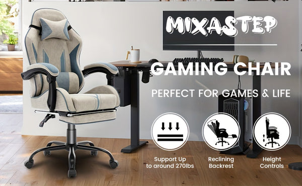 Gaming Chair Computer Chair Office Chair Racing Chair Desk Chair Swivel Chair Cute Gamer Chair Ergonomic Chair with Footrest And Backrest Support, Chair for Adult Gray